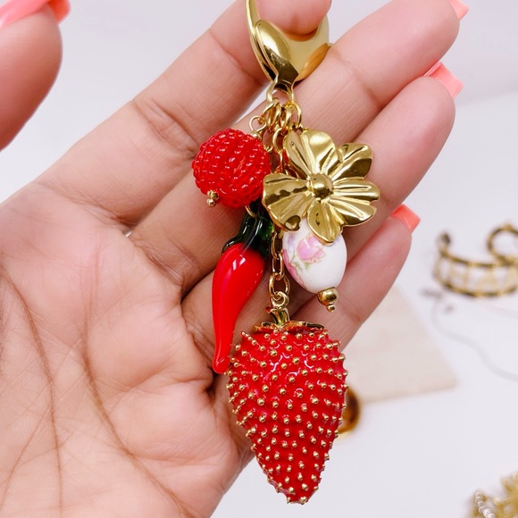 Gold and Red Charm Keychain - Picture 7 of 8